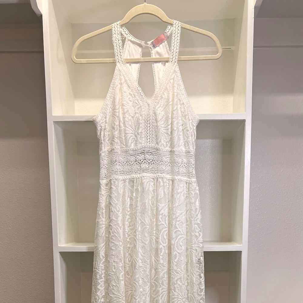 White Lace Full Length Summer Dress Size 28 (aka size 6)